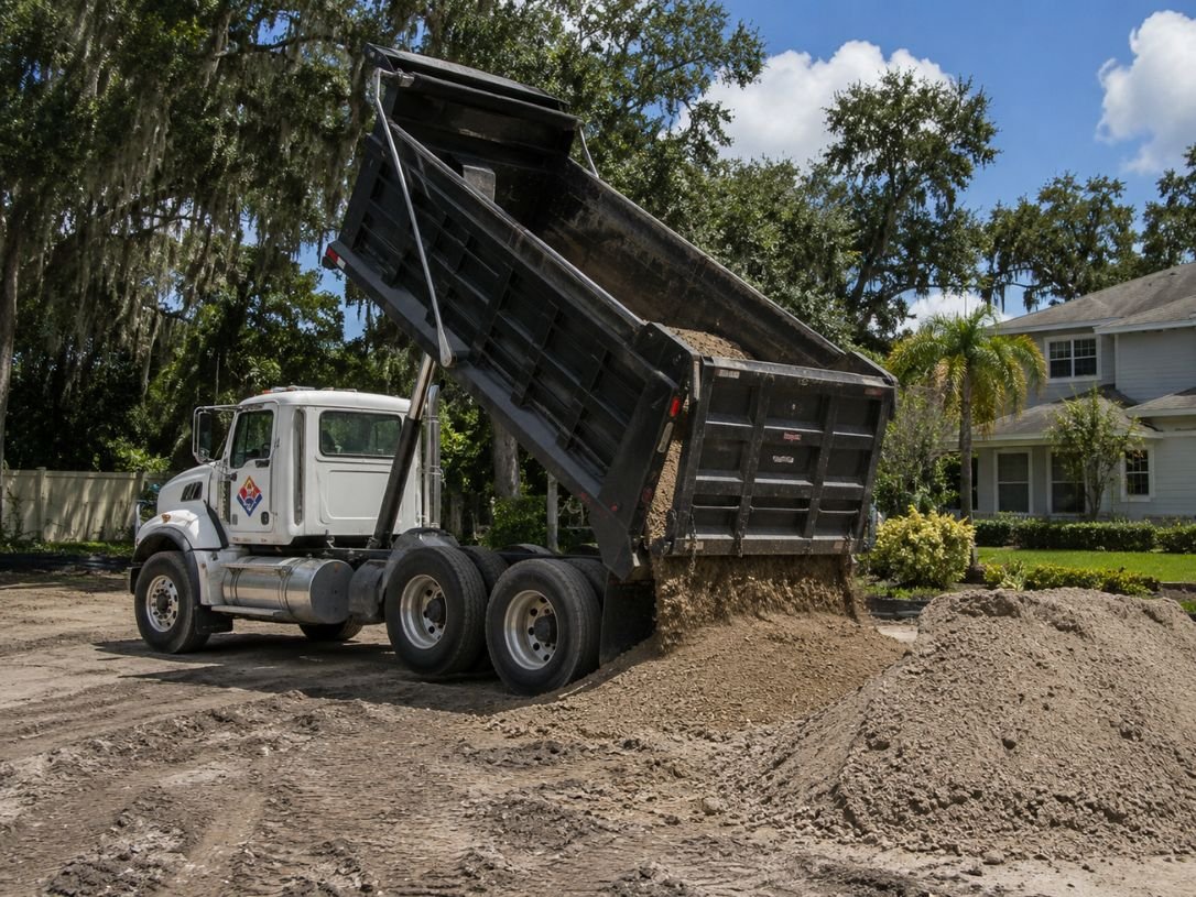 Bulk material delivery truck in Northeast Florida